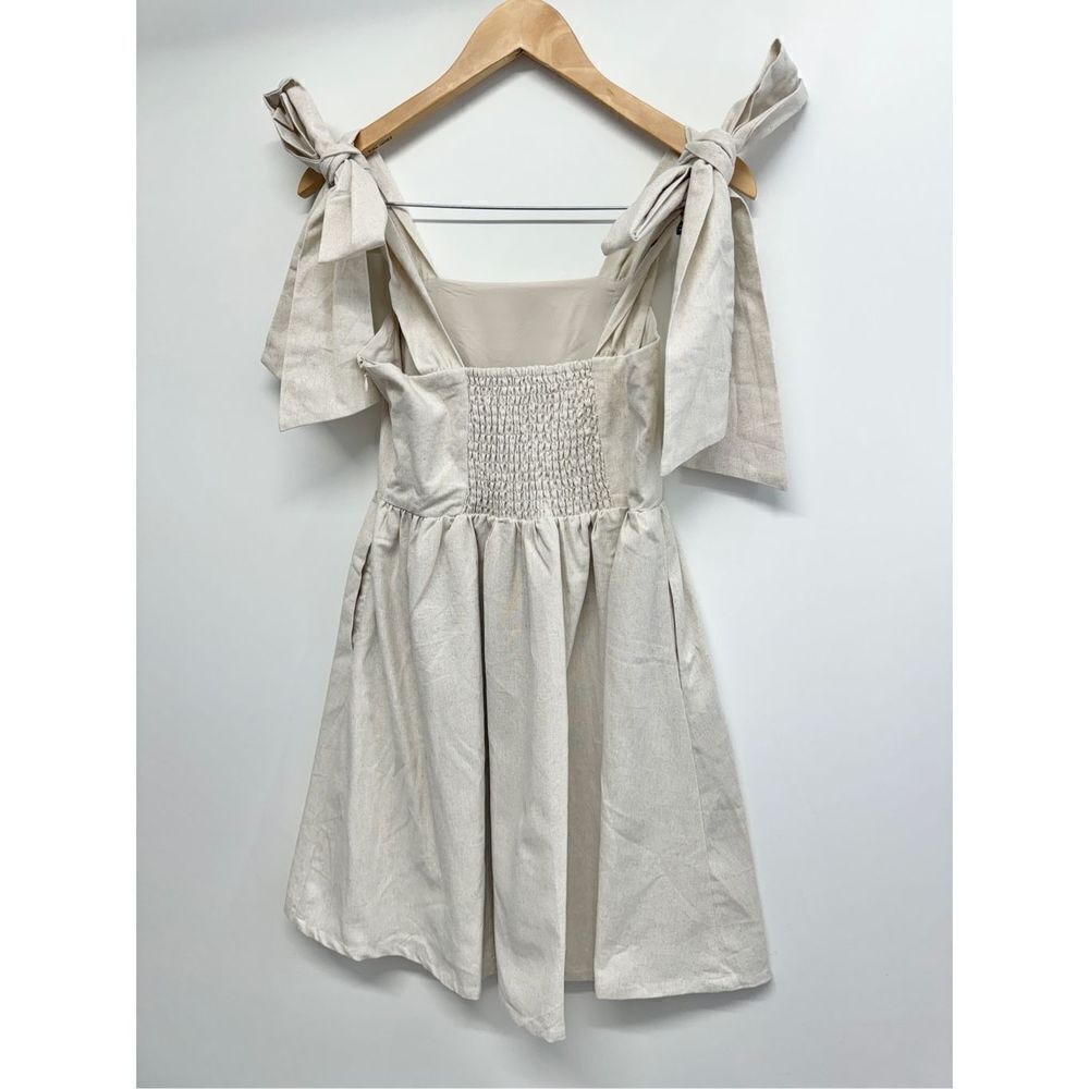 MIOU MUSE Dress‎ Size Small Bow Tie A-Line Mini Linen Blend NWT - Picture 6 of 12